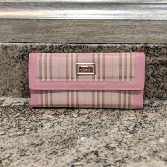 Burberry Handbags - Pink Plaid Burberry Checkbook Wallet